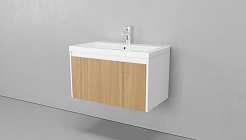 Velvex Мебель для ванной подвесная Klaufs 80 белая/дерево – фотография-3