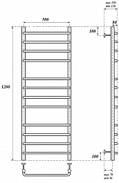 Point Полотенцесушитель водяной П12 500x1200 PN09152 хром – фотография-3
