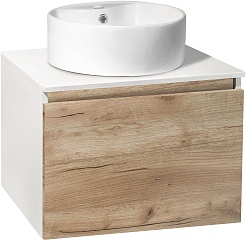 Runo Мебель для ванной Бари 60 Sole подвесная дуб крафт/белая – фотография-2