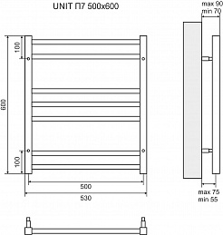 Lemark Полотенцесушитель электрический Unit П7 500x600 черный – фотография-5