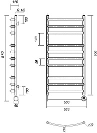 Domoterm Полотенцесушитель электрический Калипсо П10 500x800 ER золото – фотография-3