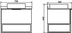 Comforty Тумба с раковиной Порто 75 9110 подвесная дуб дымчатый/серый графит – фотография-12