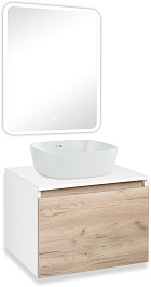 Runo Мебель для ванной Бари 60 Bella подвесная дуб крафт/белая – фотография-1
