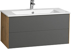 Акватон Мебель для ванной Сохо 100 L подвесная дуб веллингтон/графит софт – фотография-5