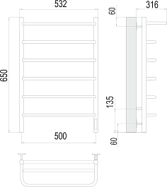 Terminus Полотенцесушитель электрический Полка П6 500x650 хром – фотография-3