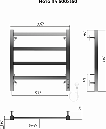 Terminus Полотенцесушитель электрический Ното П4 500x550 хром – фотография-3