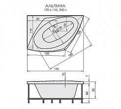 Aquatika Акриловая ванна H2O Альпина Basic L – фотография-2