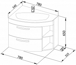 De Aqua Мебель для ванной Трио Люкс New 80 L, зеркало Смарт – фотография-6