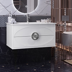 Opadiris Мебель для ванной Ибица 90 с овальным зеркалом подвесная белая/хром – фотография-5