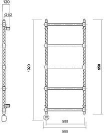 Domoterm Полотенцесушитель электрический Винтаж П5 500x950 АБР EL античная бронза – фотография-4