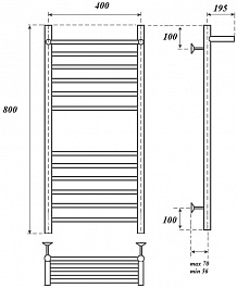 Point Полотенцесушитель водяной П11 400x800 PN10148SP с полкой хром – фотография-3