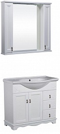Bas Мебель для ванной Варна 85 белый, глухие дверцы, 3 ящика, зеркало-шкаф – фотография-1