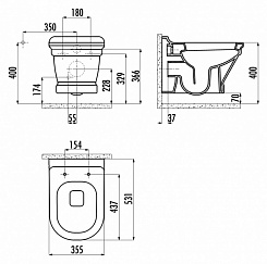 Creavit Унитаз подвесной Antik AN320.60100 антрацит – фотография-2