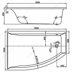 Vagnerplast Акриловая ванна VERONELA OFFSET 160x105 R – фотография-3