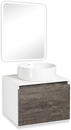 Runo Мебель для ванной Бари 60 Palla подвесная железный камень/белая – фотография-1