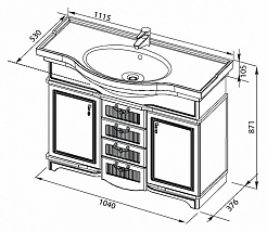 Aquanet Тумба с раковиной "Луис 110" темный орех (179730) – фотография-4