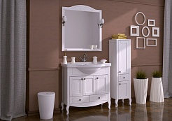 ASB-Woodline Зеркало для ванной Флоренция 85 белый/патина серебро, массив ясеня – фотография-2