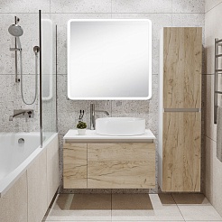 Runo Мебель для ванной Бари 80 Ovale подвесная дуб крафт/белая – фотография-2
