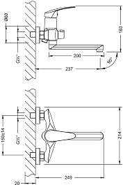 Lemark Смеситель для ванны Linara LM0417C универсальный хром – фотография-2