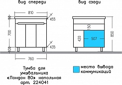 СанТа Тумба с раковиной Лондон 80 3 дверцы белая – фотография-7