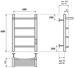 Point Полотенцесушитель электрический Афина П4 400x600 PN04846PW белый – фотография-4