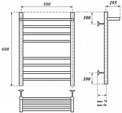 Point Полотенцесушитель водяной П7 500x600 PN10156SP с полкой хром – фотография-3