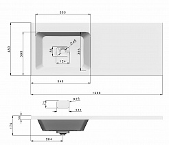 Misty Тумба с раковиной Коломбо 120 L под стиральную машину дуб галифакс/антрацит – фотография-10