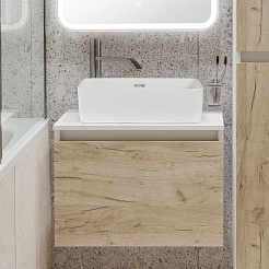 Runo Мебель для ванной Бари 60 Tre подвесная дуб крафт/белая – фотография-3