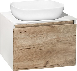 Runo Мебель для ванной Бари 60 Cuatro подвесная дуб крафт/белая – фотография-2