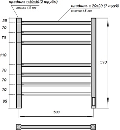 Point Полотенцесушитель электрический Вега П7 500x600 PN71856W белый – фотография-5