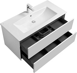 Акватон Мебель для ванной Сохо 100 L подвесная белая – фотография-8
