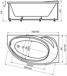 Aquatek Акриловая ванна Бетта 150x95 L с экраном – фотография-6