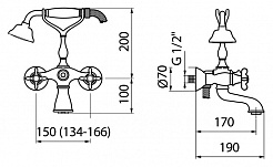 Webert Смеситель Ottocento OT720201010 золото, для ванны с душем – фотография-2