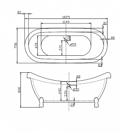 BelBagno Акриловая ванна BB05-BRN, ножки BB-LEG-LION-BRN – фотография-3