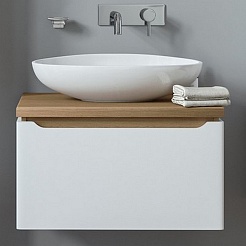 Mixline Мебель для ванной Виктория 60 R подвесная белая софт/дуб светлый – фотография-4