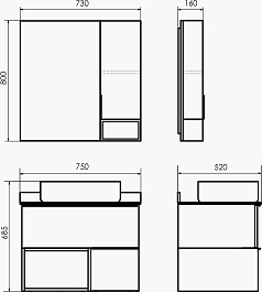 Comforty Тумба с раковиной Штутгарт 75 подвесная дуб темно-коричневый/черная – фотография-13