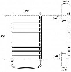 Point Полотенцесушитель водяной П8 500x600 PN05156S хром – фотография-3