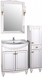 ASB-Woodline Зеркало для ванной Верона 65 белое патина золото, массив ясеня – фотография-2
