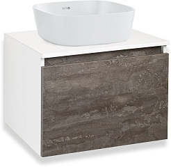 Runo Мебель для ванной Бари 60 Bella подвесная железный камень/белая – фотография-2