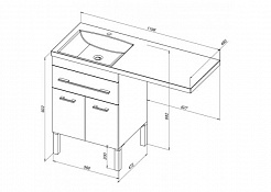 Aquanet Тумба с раковиной Верона 120 L напольная черная – фотография-3