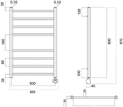 Domoterm Полотенцесушитель электрический Квадро П8 500x800 ER хром – фотография-3