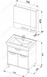 Aquanet Комплект Мебели "Гретта 75" дуб (172719) – фотография-3