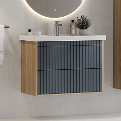 Onika Мебель для ванной Дайлер 80 подвесная графит/дуб сонома – фотография-5