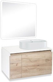 Runo Мебель для ванной Бари 80 Nuovo подвесная дуб крафт/белая – фотография-1