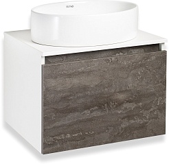 Runo Мебель для ванной Бари 60 Ovale подвесная железный камень/белая – фотография-2