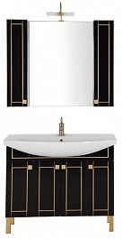Aquanet Мебель для ванной "Честер 105" черный/золото – фотография-2