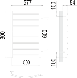 Terminus Полотенцесушитель водяной Классик П8 500x800 БП600 хром – фотография-3