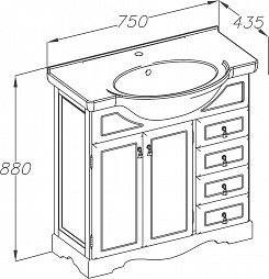 Opadiris Тумба с раковиной Клио 75 нагал – фотография-3