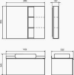 Comforty Тумба с раковиной Милан 90 T-Y9378 с графитовой столешницей подвесная белая – фотография-10