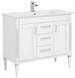 Aquanet Комплект мебели Селена 105 (3 ящика, 2 дверцы), белая/патина серебро – фотография-5